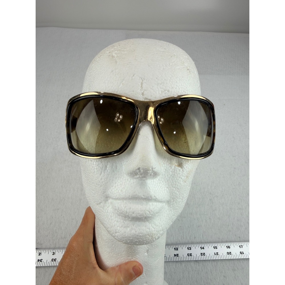 Gucci Oversized Square Sunglasses Gold Tortoise Shell Interlocking G Logo Italy